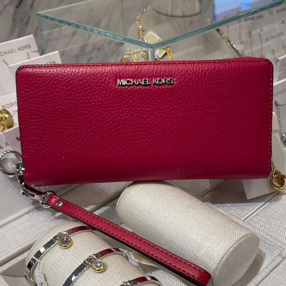 MICHAEL KORS Lg  Continental Wallet Wristlet Phone Holder  Dark Raspberry  NWT